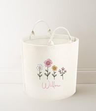 Personalised Flowers Toy Storage, tub, storage basket, Toy box, Nursery, Girls
