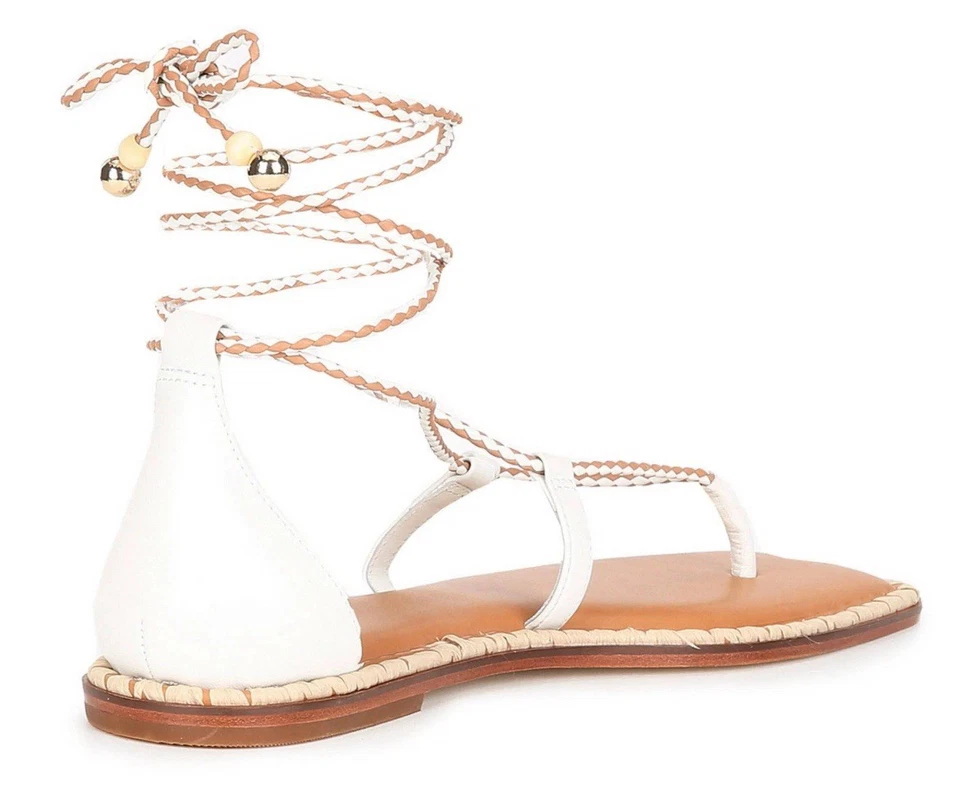 Sandalias Antonio Melani The Nat Note de cuero con lazo al tobillo blancas 9M Foto 2 de 4