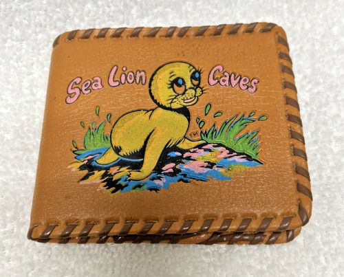 Vintage 1960-70s Sea Lion Caves Oregon Souvenir Children's Wallet Good Shape