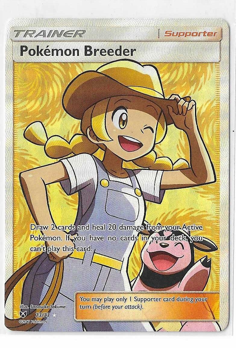 Pokemon Breeder 73/73 Shining Legends S&M Full Art FA Ultra Rare Pokemon TCG NM