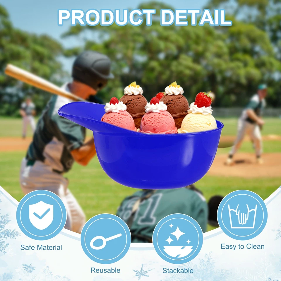 Cuencos de helado de 10 piezas, gorra de béisbol de 8 oz cuenco de helado, negro Foto 3 de 4