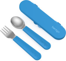   Kids Stainless Steel Utensil Set - Reusable Fork, Spoon  Storage Case - High-