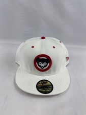 New Era 59FIFTY AT 50 Chicago Cubs White Fitted Hat Size 7 3/4 Vintage Made USA