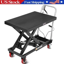 Hydraulic Lift Table Cart, 1100Lbs Single Scissor Lift Platform Cart 32" & Wheel