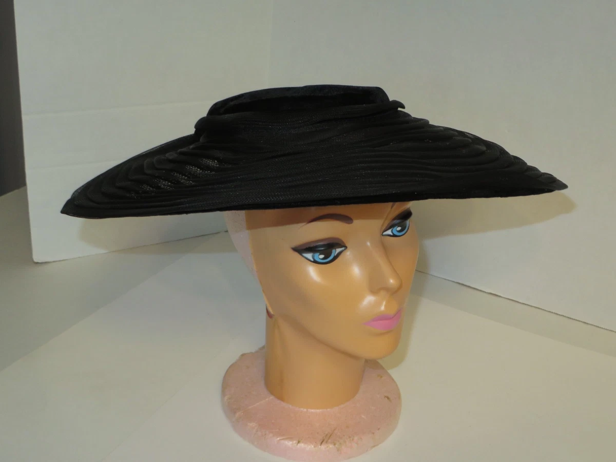 Unbranded Vintage Classic Black Wide-Brim Women\'s Sun Hat Wide Brim Black Vintage Hats for Women for sale | eBay main image 2