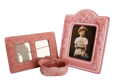 Vintage Terra Cotta Picture Frame Lot Photo Frames Collage & Planter Vessel