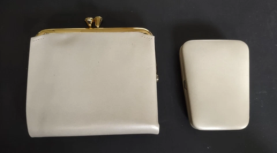 Cartera/Cambiador Monedero y Estuche para Llaves Princesa Gardner de Colección Blanca con Cuero Dorado Nuevo Foto 3 de 4