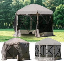 10 X 10 FT Pop up Screen Tent, Portable Outdoor Camping Gazebo with Ground Stake
