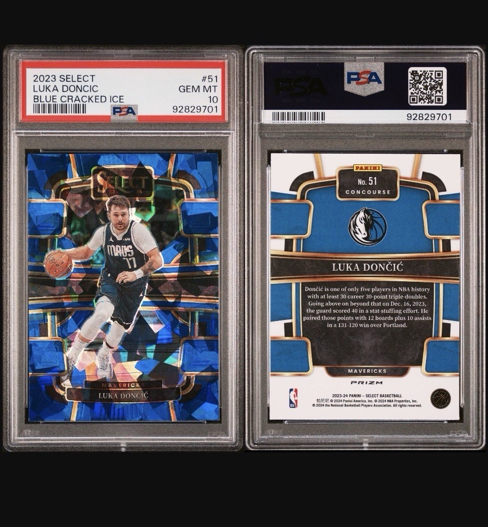 2023 POP 72⭐️LUKA DONCIC #51🏀PANINI SELECT PRIZM⭐️BLUE CRACKED ICE⭐️PSA 10 view 3