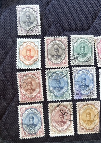 1911–13 Persia Postage Stamp Lot of 19 Vintage Stamps Rare Middle East VTG - Picture 2 of 6
