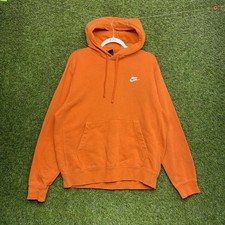 Nike Club Fleece Pullover Hoodie Mens Medium Orange Athleisure Casual Comfort