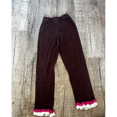 Emily Rose Brown Halloween Ruffle Hem Leggings Pumpkin Ghost Pink Trim Pants Sz7