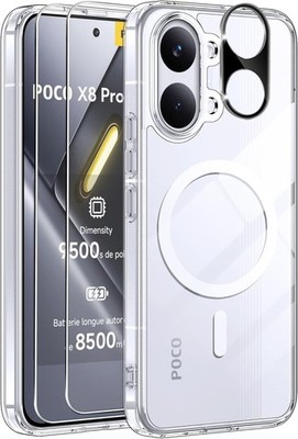 Klar Magnetisch Hülle + Displayglas für Xiaomi Poco X8 Pro Max 5G Kameraschutz
