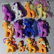 LOT OF 12 MY LITTLE PONY SMALL PLUSH STUFF ANIMALS - MULTI-COLOR, 4"-9" TALL