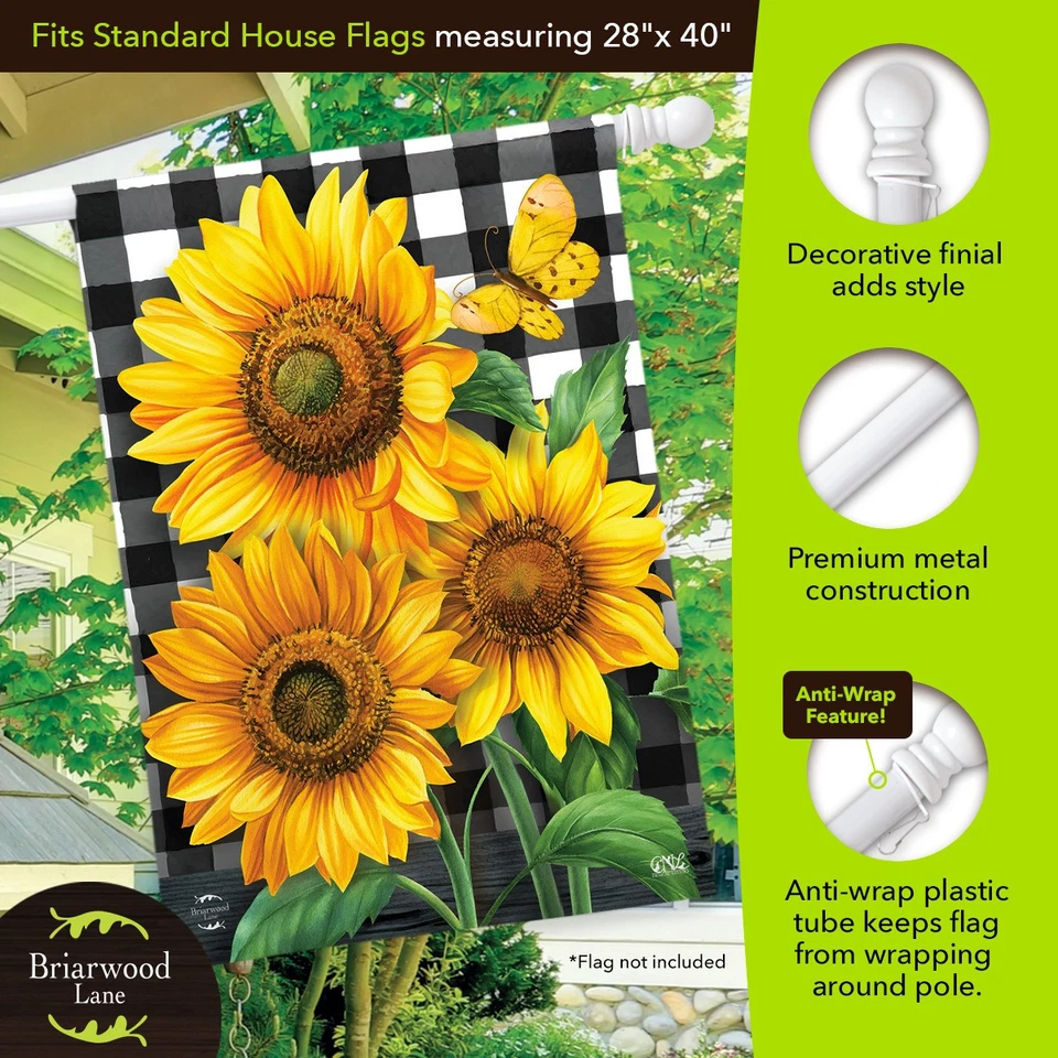 Briarwood Lane 58 英寸四件白色金属旗杆 — 第 4/4 张图片