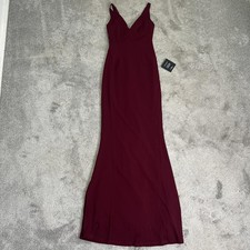 Lulus Dress Womens XXS Deep Port Burgundy Maxi Formal Mermaid Deep V Neck Gown