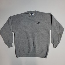 Vintage 80s Nike Sweatshirt Crewneck Blue Tag Swoosh Logo Pullover Gray Size XL