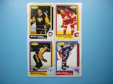 1986/87 O-PEE-CHEE BOX BOTTOM CARD PANEI J K L MARIO LEMIEUX LANNY MCDONALD OPC