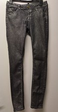 Womens Jane Norman Skinny Jeans Meatallic Black Size 10 Good Conditinon