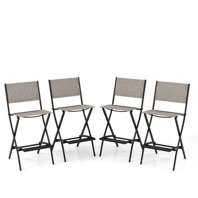 Set of Outdoor Bar Chair Folding Bar Height Stool with Metal
