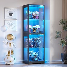 160 cm Glasvitrine mit LED-Beleuchtung & 4-stufige Schauvitrine mit Glast&uuml;ren