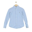 Ralph Lauren Knit Oxford Shirt Womens Size S Blue Collared Button Up Stretch