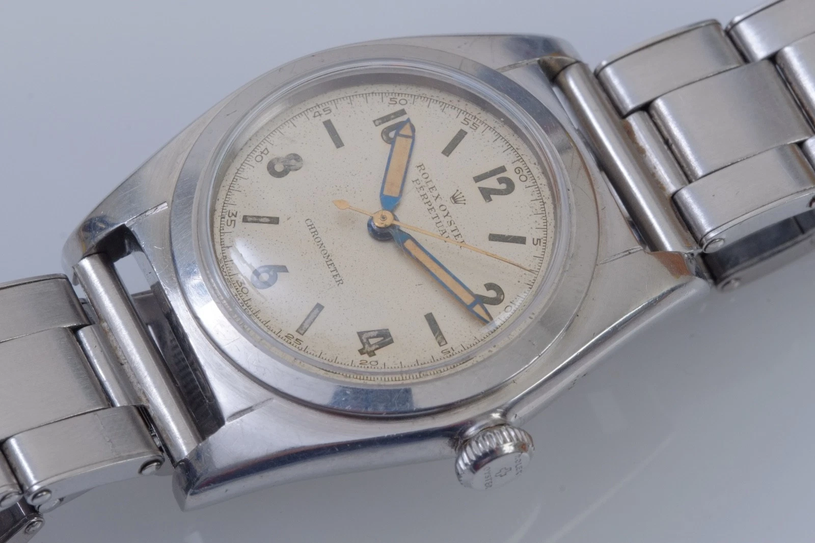 Patek Philippe — 1940s Rolex Bubbleback Steel W/ Org. Bracelet