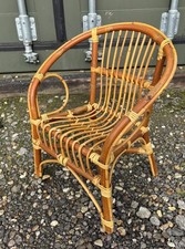 Retro Vintage Childs Chair Rattan Mid Century Seat Boho Wicker Bamboo Rustic WOW