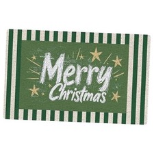 Green Merry Christmas Door Mat, Dark Green Merry Christmas on Green Background