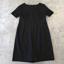 Talbots Petites Dress Size 14P Black Short Sleeve Midi V Neck