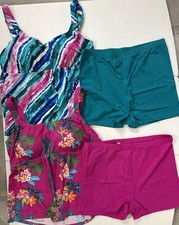 Lot Of 2 Swimsuits For All Tankini-Shorts Set size 16 Rainbow Blue Pink