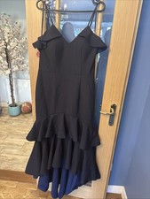 Jarlo Mina Navy Ruffle Full Length evening dress size UK 14 BNWT £130