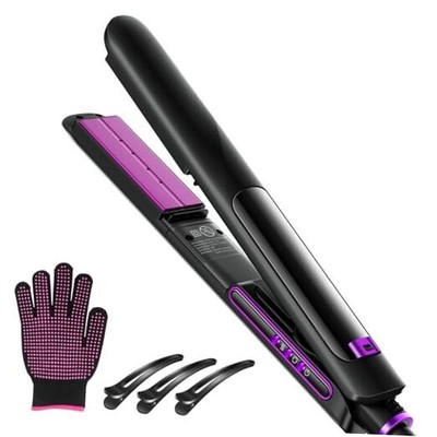 Titanium Steam Hair Straightener & Curling Iron 2-in-1 with 5 Temp Settings, 