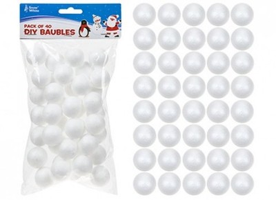 40 Stück Polyschaum weiße Kugeln Christbaumschmuck selber machen 2,6 cm