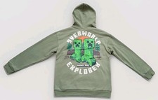 Minecraft over world Explorer boys pullover hoodie Large 10/12 green
