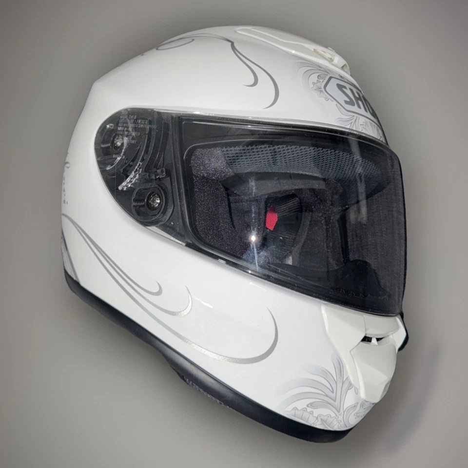 Casco Completo SHOEI Qwest Goddess Talla M Blanco con Gráficos Hecho en Japón RARO Foto 3 de 4