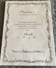 Pauline Bjonness-Jacobsen  Cherish  Doll COA