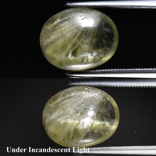 💎 5.39ct 13x10.5mm Oval Cabochon Natural Green Cat's Eye Diaspore - Turkey Gem