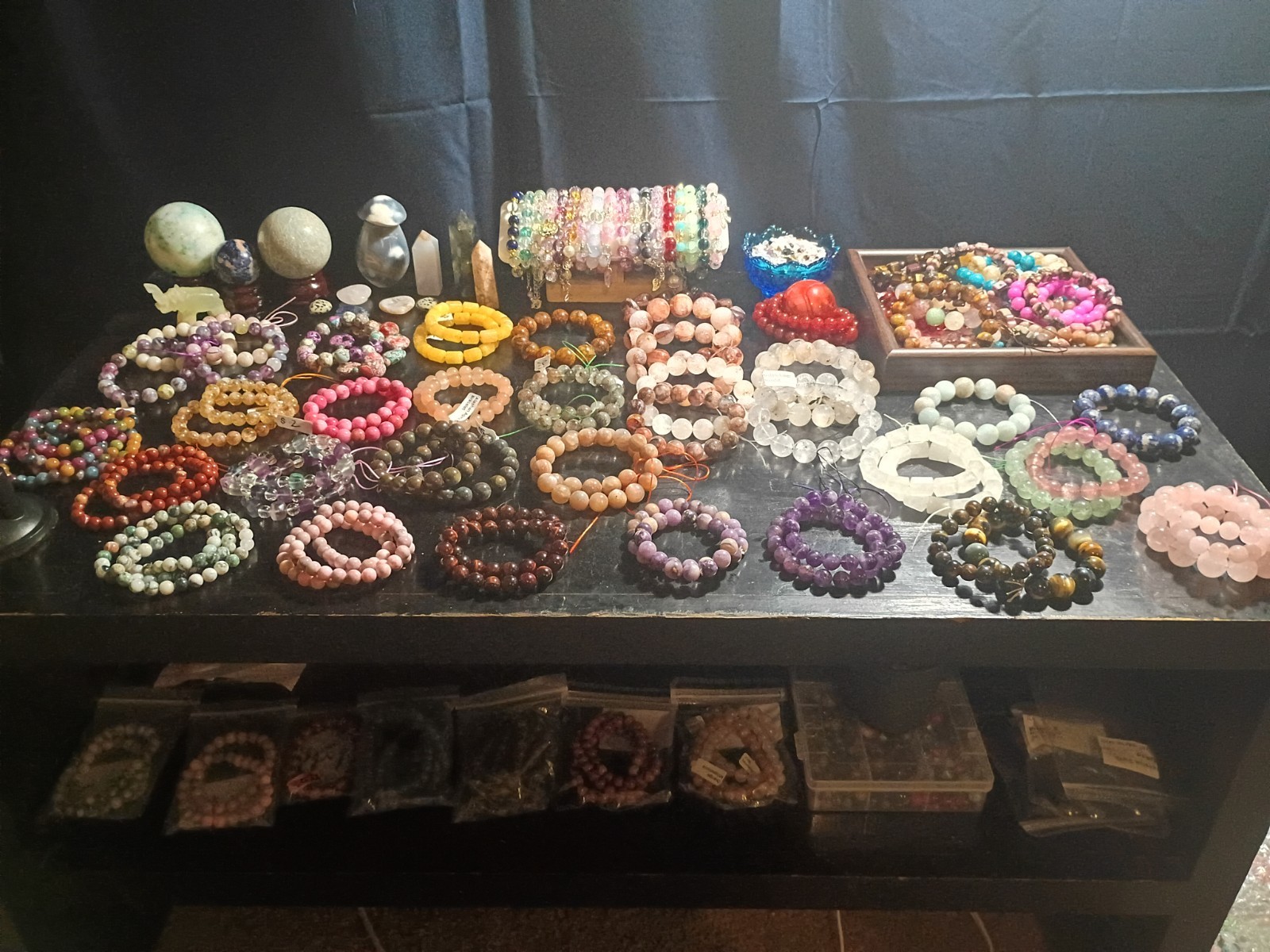 Lot of Multicolor Beaded Stretch Bracelets, Stackable Stone Gemstone 1 Piece
