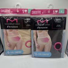 2 Pack Maidenform SMALL Flexees Cool Comfort Brief Beige Nude  Brown FP0058