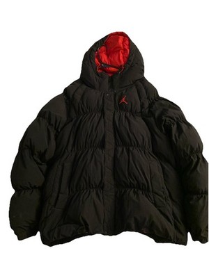 Nike Air Jordan Mens Essential Puffer Hooded Jacket Sz 2xL Black/Red DQ7348 010