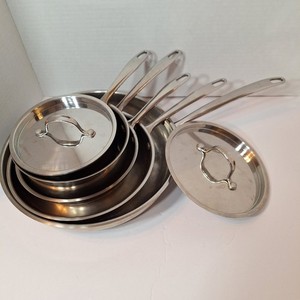 6 Pc Set Chefmate Premium Stainless Steel Copper Bottom Hvy Wgt Cookware