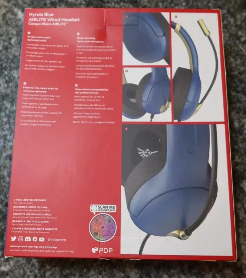 Zelda/Hyrule Blue PDP - AIRLITE Wired Gaming Headset For Nintendo Switch NEW - Image 2 of 4