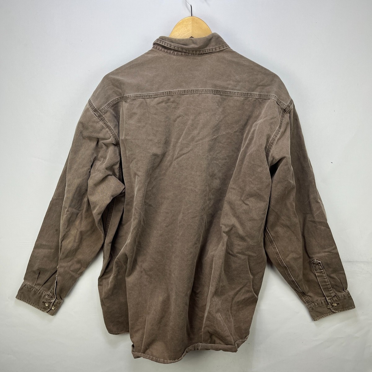 Vintage 80s Carhartt Rugged Wear Button-Up Long Sleeve Shirt Brown