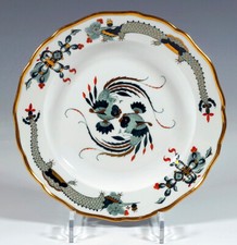 MEISSEN REICHER DRACHE TELLER GRÜN ROT GOLD  GOLDRAND KNAUFZEIT  PLATE   UM 1860