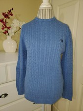 CHAPS Men s Blue 100 Cotton Cable Knit Crew-Neck Sweater Pullover Sz.S