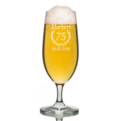 Leonardo Pilsglas Biertulpe mit Gravur Jubiläum Ährenkranz bierglas bier genuss