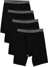 Fruit of the Loom Men's Microfiber Boxer Briefs Long Leg Black 4pc Size 2XL