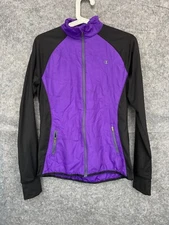Champion Sports Jacket Double Dry Womens Purple Black M Full Zip Thumb Eyelets