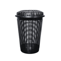 Circular Plastic Laundry Bin Linen Washing Basket Storage Hamper With Lid 50 LTR